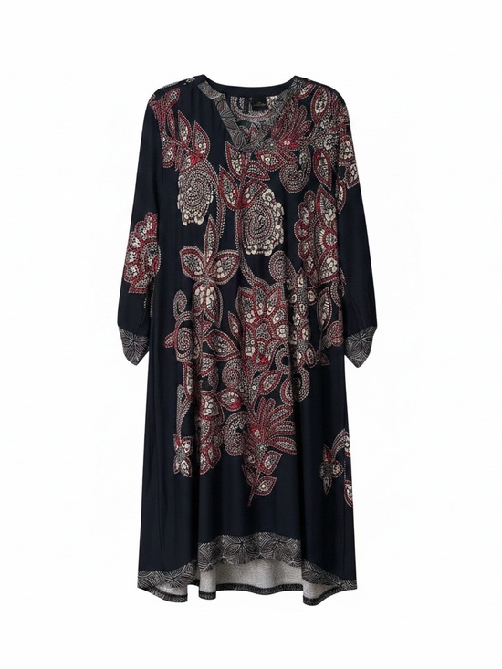 new directions Dresses & Skirts - New Directions Boho Paisley Dress Navy Red White Print Size M